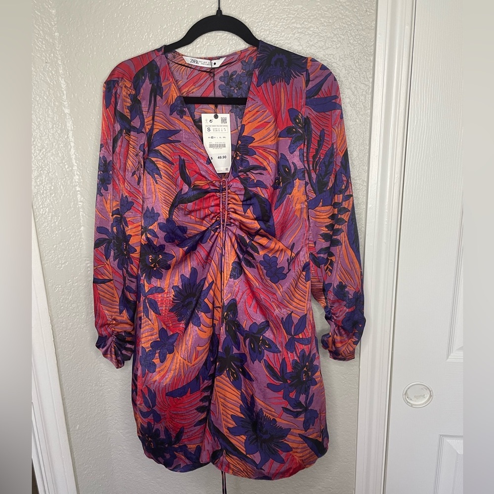NWT Zara Floral Mini Dress Size Small